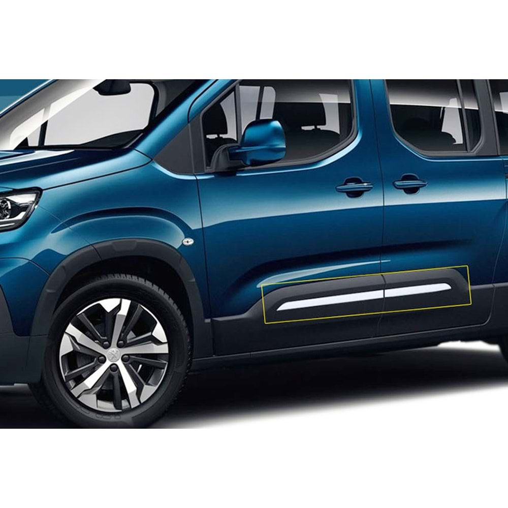 Peugeot Rifter 2019+ - Krom Kapı Çıtası Yan, Paslanmaz Çelik Set