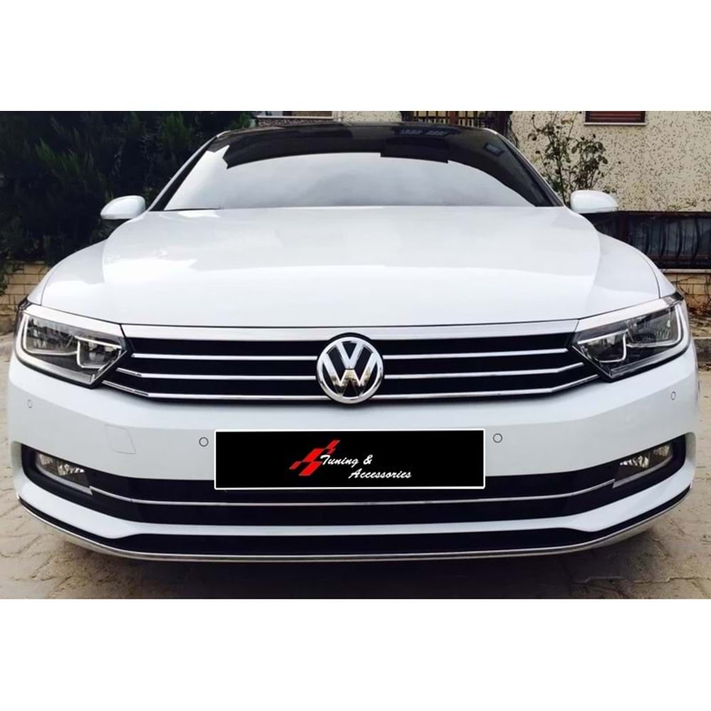 VW Passat B8 2015+ - Krom Far Üst Çıtası 3 Parça, Paslanmaz Çelik Set