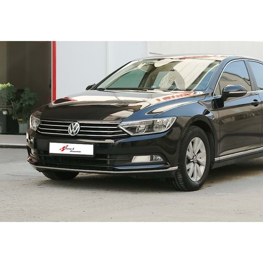 VW Passat B8 2015+ - Krom Tmpn. Alt Çıtası Ön 3 Parça, Paslanmaz Çelik Set