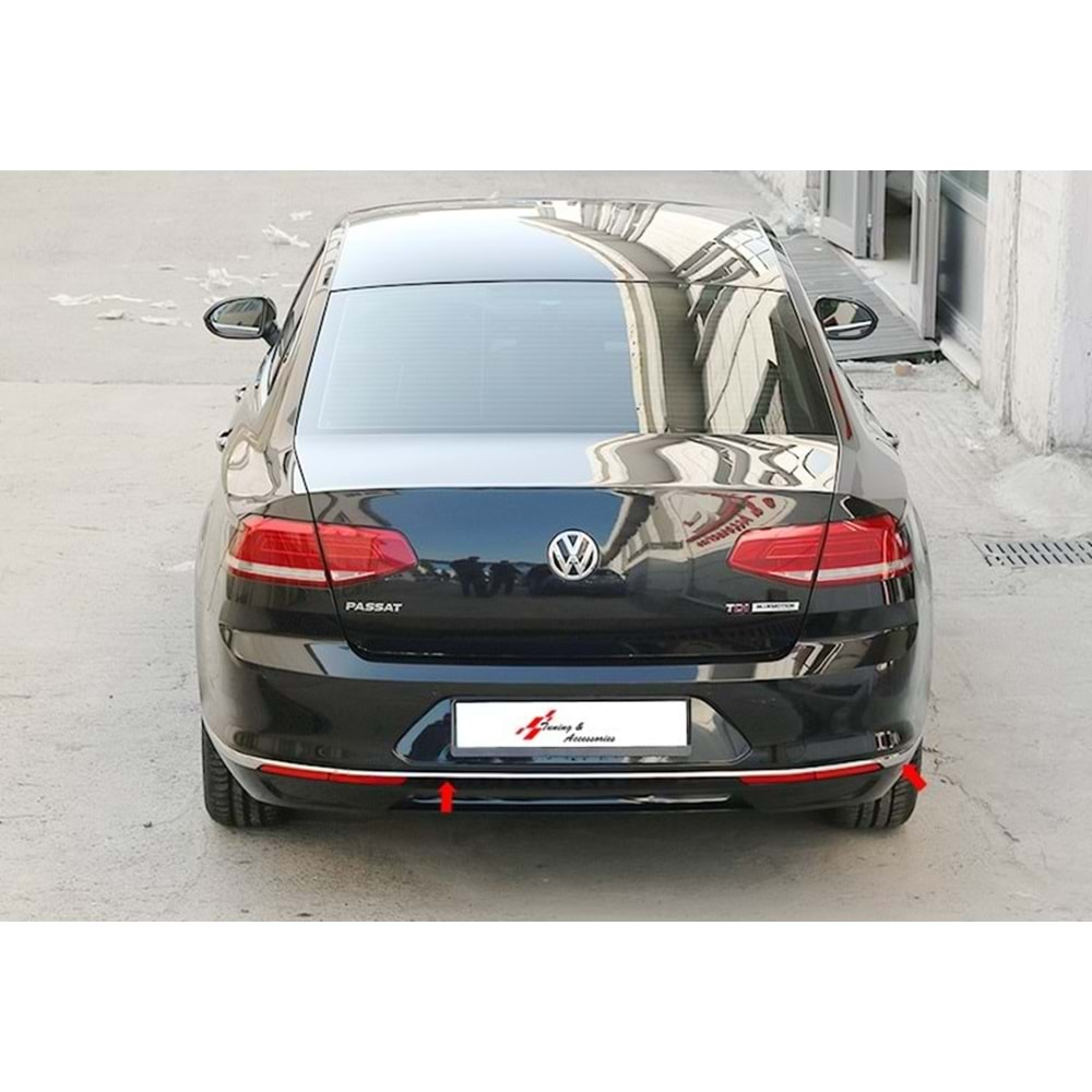 VW Passat B8 2015+ - Krom Tmpn. Alt Çıtası Arka 3 Parça, Paslanmaz Çelik Set