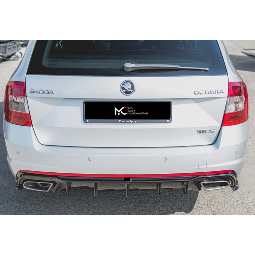 Skoda Octavia RS Mk3 2013+ - Difüzör/Arka, A Plus RS V2 Design, Piano Black Ürün Yüzeyi, Vakum