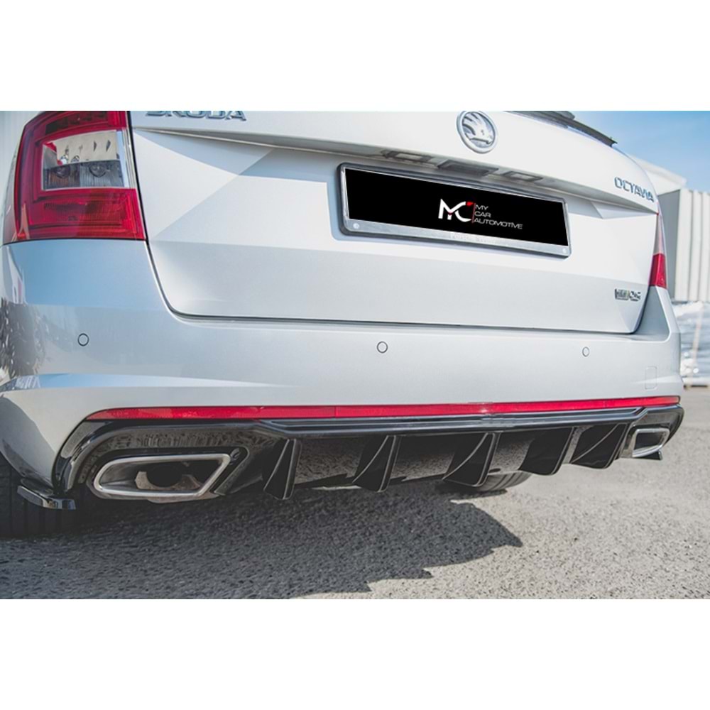 Skoda Octavia RS Mk3 2013+ - Difüzör/Arka, A Plus RS V2 Design, Piano Black Ürün Yüzeyi, Vakum