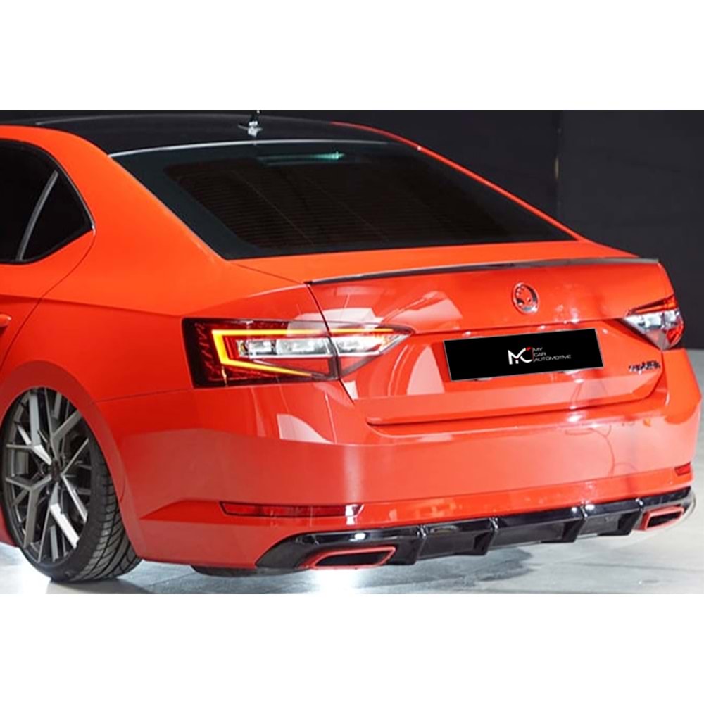 Skoda Superb Mk3 2015+ - Difüzör/Arka, A Plus Rieger V1 Stil, Piano Black Yüzey Parlak Ürün Yüzeyi, Vakum