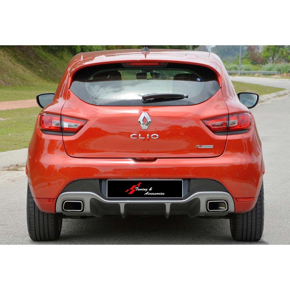Renault Clio 4 2012+ - Difüzör/Arka, A Plus RS V1 Stil, Egzos Çerçevesi, Piano Black Boyalı Ürün Yüzeyi, Vakum