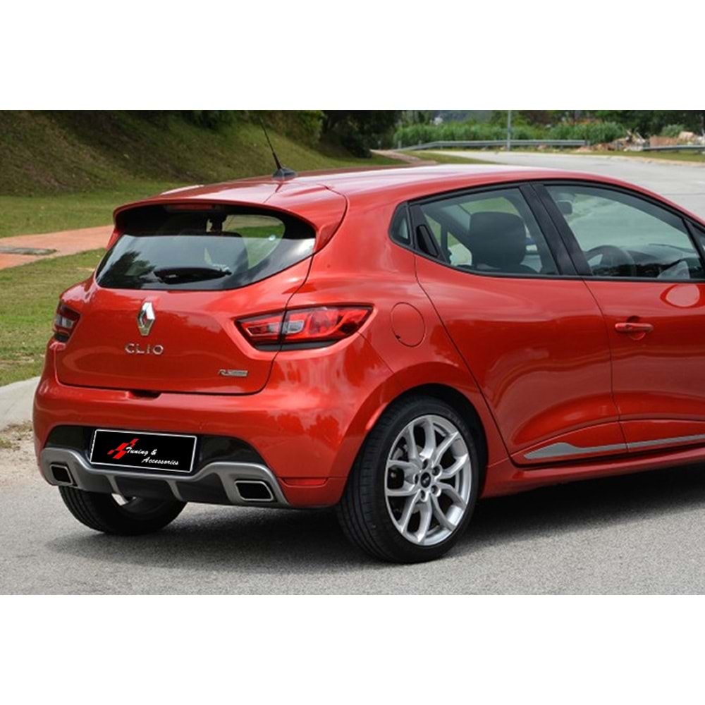 Renault Clio 4 2012+ - Difüzör/Arka, A Plus RS V1 Stil, Egzos Çerçevesi, Piano Black Boyalı Ürün Yüzeyi, Vakum