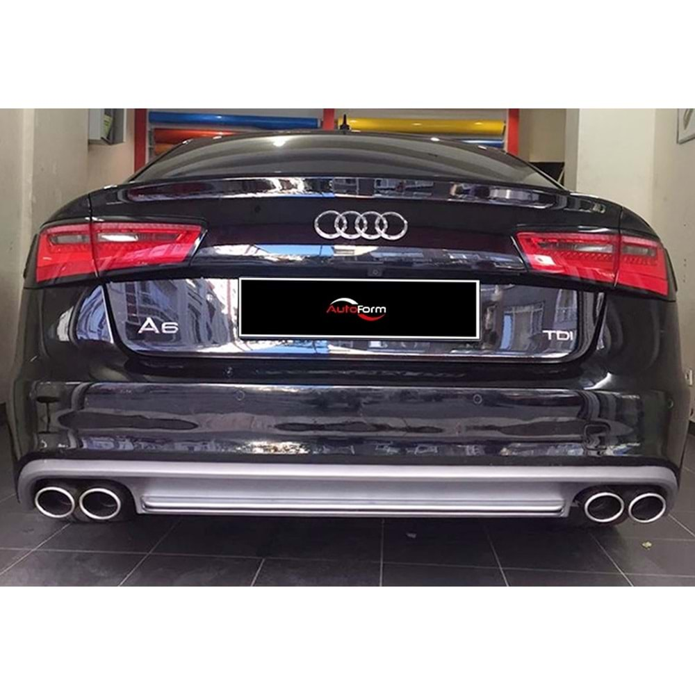 Audi A6 8V 2012+ - Difüzör S6 Std. Sağ Sol Çiftli Çıkış, Mat Gri ABS