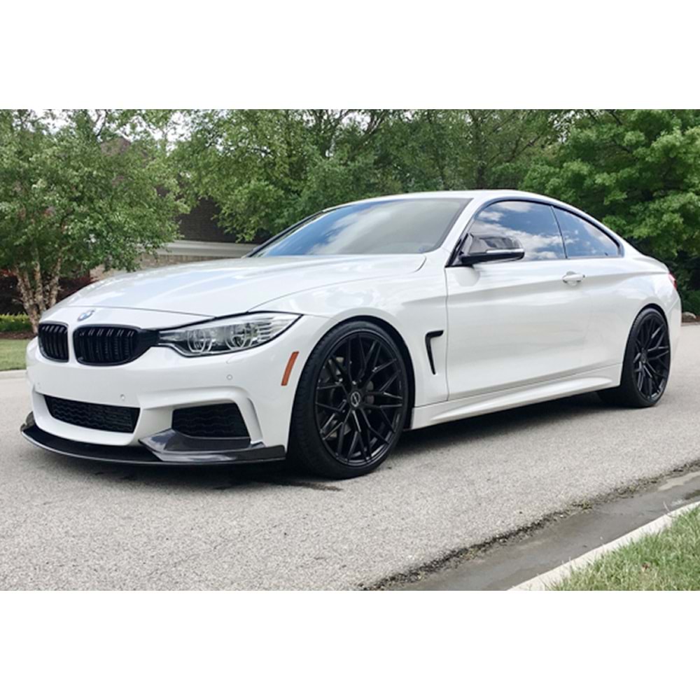 BMW F32 2014+ - Tampon Eki/Ön, B Plus M Performance V1 Stil, Flaplı, Piano Black Ürün Yüzeyi, Vakum, Set