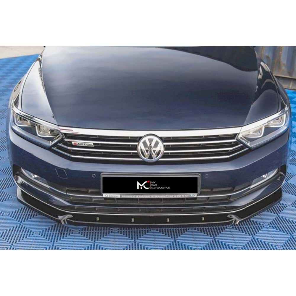 VW Passat B8 2015+ - Tampon Lipi/Ön, B Plus Oem V1 Stil, Std. Tmpn., Piano Black Ürün Yüzeyi, Vakum