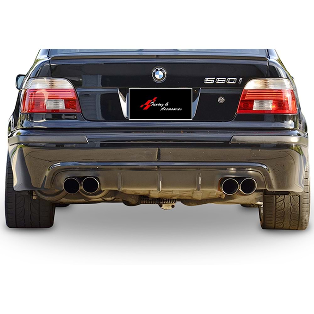 BMW E39 1995+ - Difüzör/Arka, B Plus M5 V1 Stil, Std. Bmp./Sağ Sol Çiftli Çıkış, Piano Black Ürün Yüzeyi, Vakum
