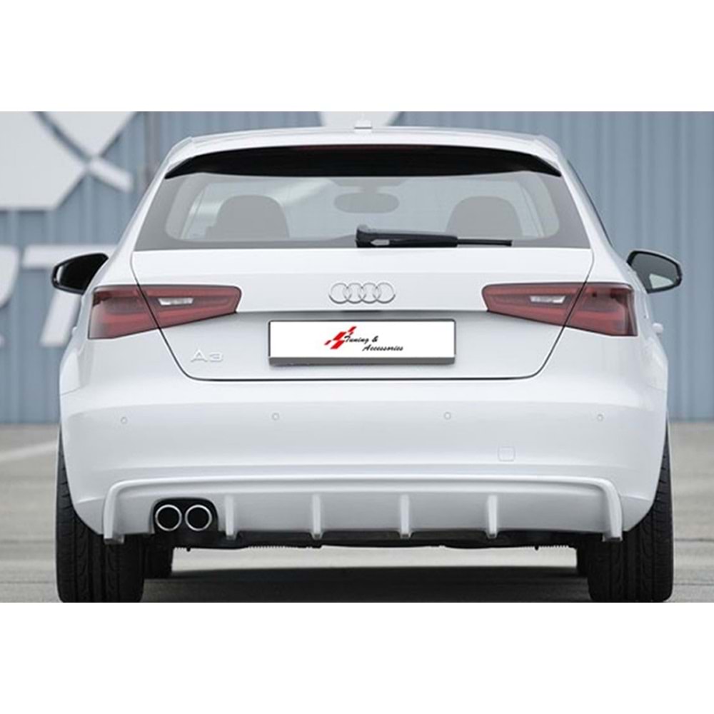Audi A3 8V SB 2012+ - Difüzör/Arka, B Plus Rieger Stil, Sol Çiftli Çıkış, Piano Black Ürün Yüzeyi, Vakum