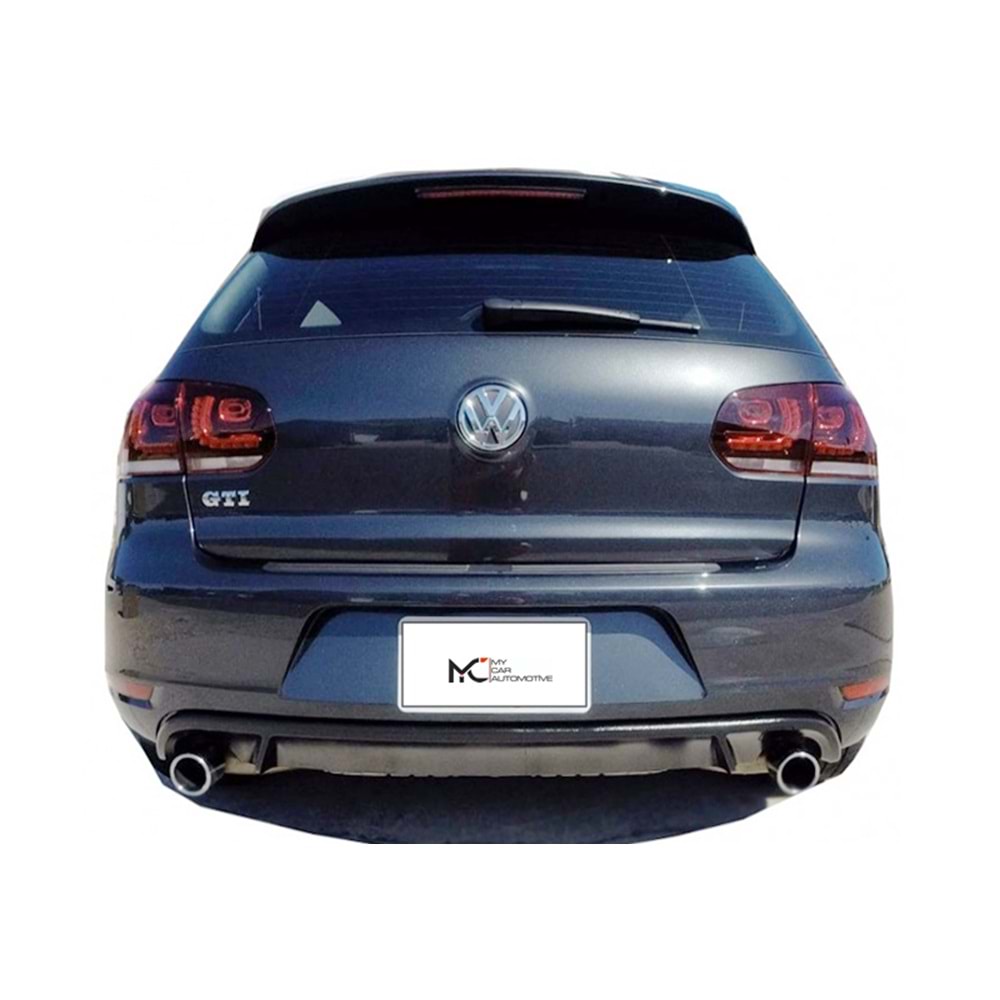 VW Golf Mk6 2008+ - Difüzör/Arka GTI V1 Stil, Sol Çiftli Çıkış, Mat Siyah Ürün Yüzeyi, Vakum