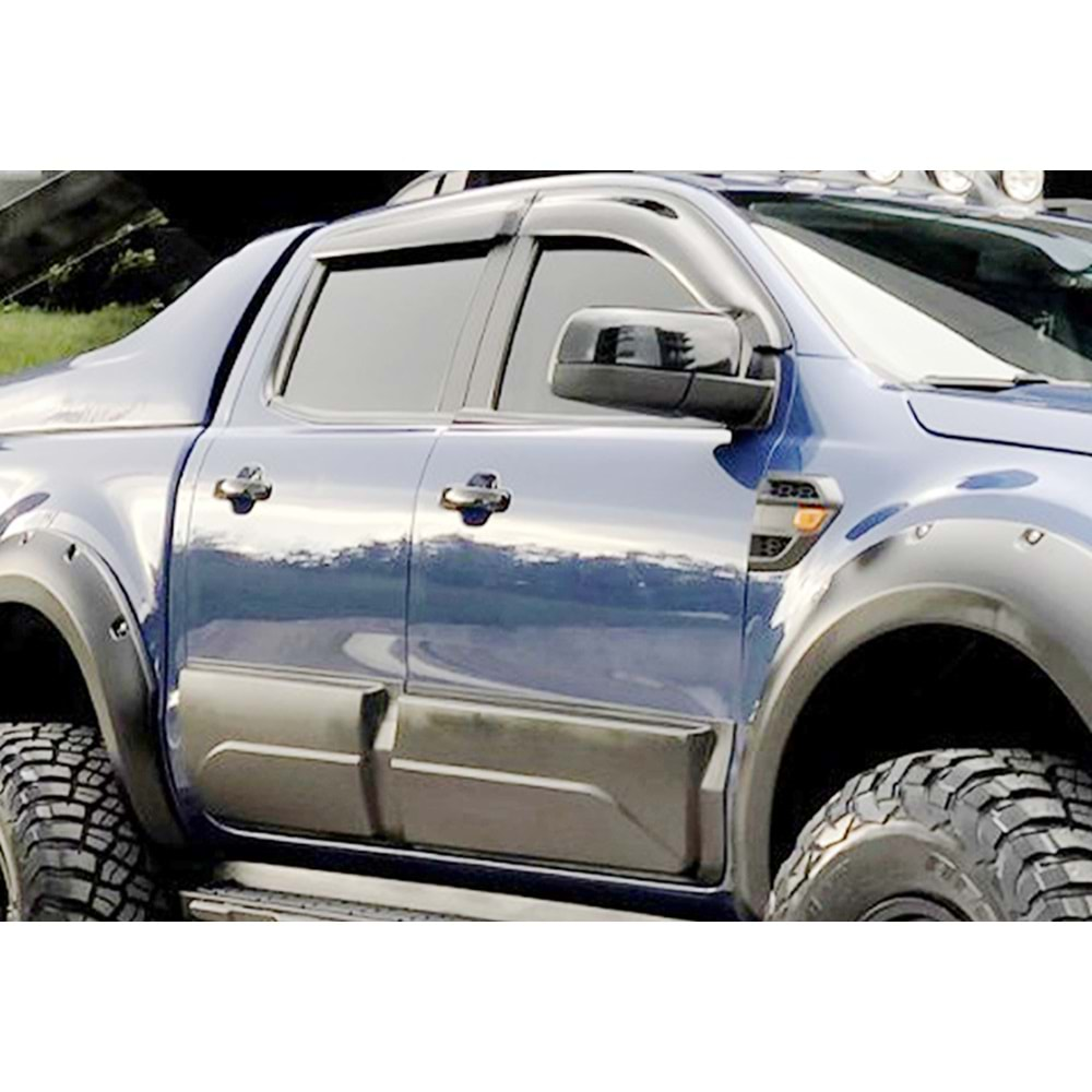 Ford Ranger T6 2011+ - Kapı Üzeri Kaplaması A Plus+ Sport Stil, Mat Siyah Ürün Yüzeyi Vkm. Set