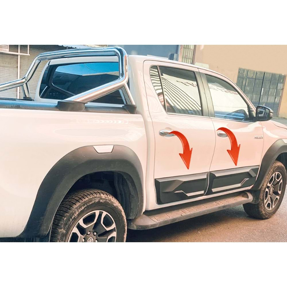 Toyota Hilux 8 2015+ - Kapı Üzeri Kaplaması A Plus+ Elegance V1 Stil, Mat Siyah Ürün Yüzeyi Vkm. Set