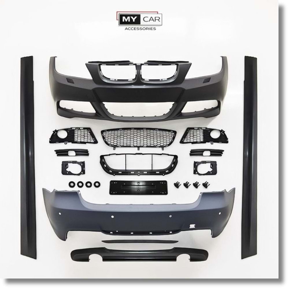 BMW E90 2004+ - Body Kit/Set, 335i M Technic V1 Stil, Far Yıkama Yeri, PCD, İşlem Yapılmamış Ham Ürün Yüzeyi, PU, Set
