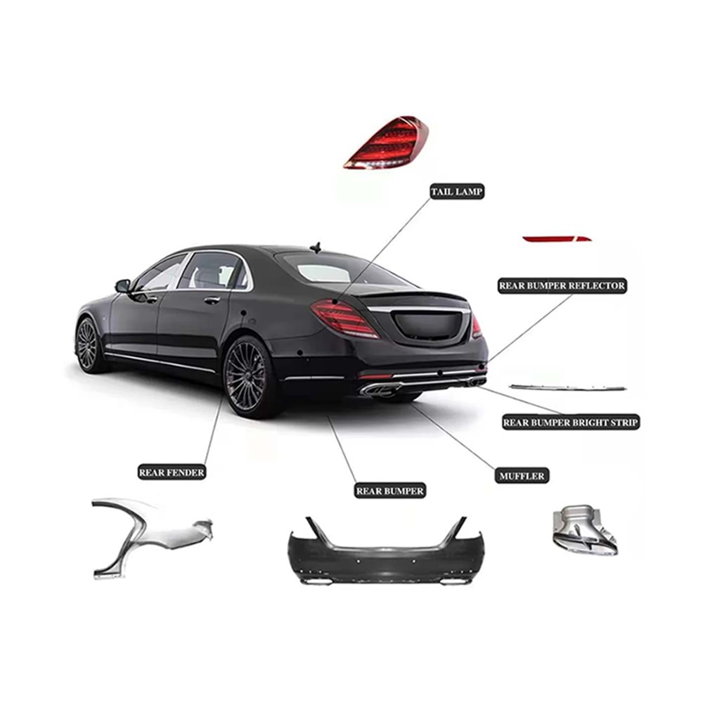 M. Benz W221 2005+ - Body Kit/Set, W221/W222 Maybach Dönüşüm Kiti, İşlem Yapılmamış Ham Ürün Yüzey, ABS, Set