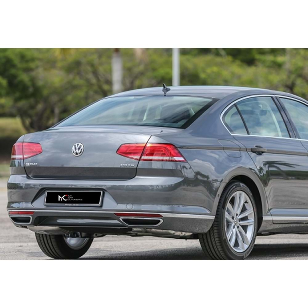 VW Passat B8 2015+ - Difüzör R Line Stil Egz. Ucu, Krom Mat Siyah ABS