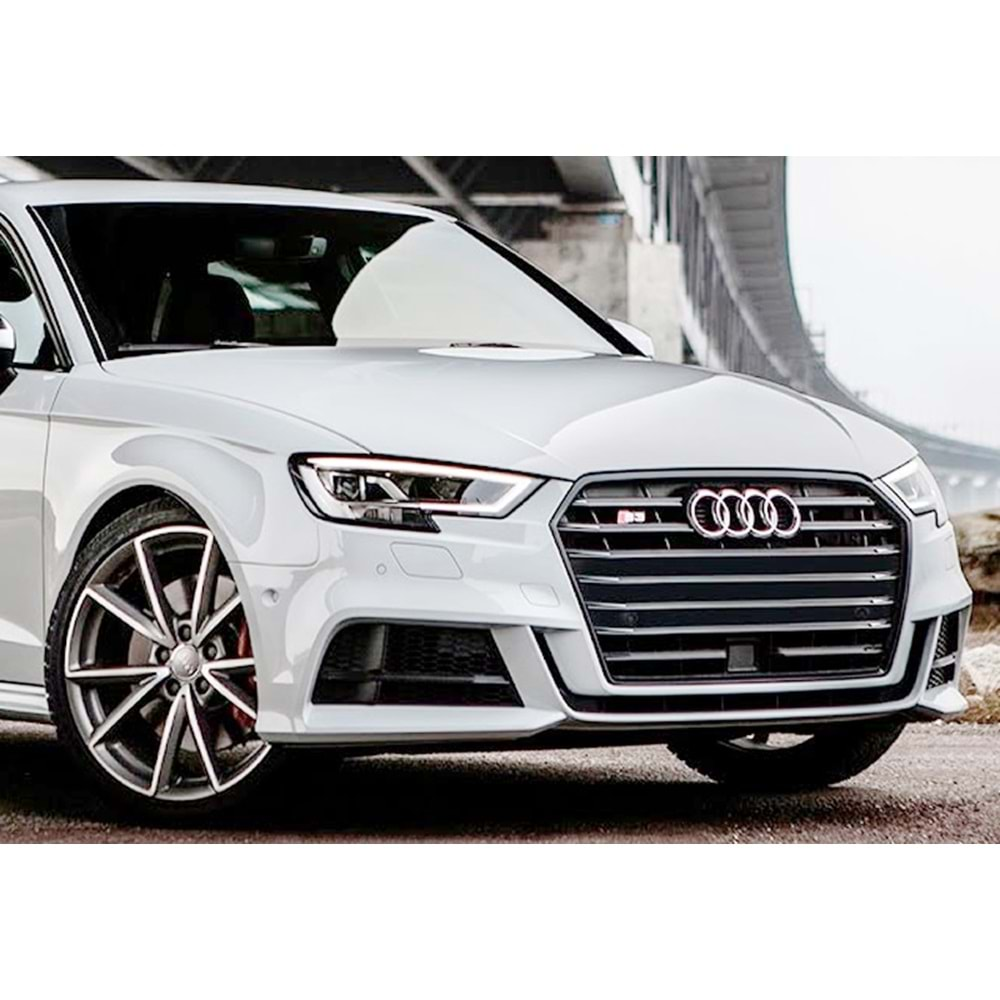 Audi A3 8V FL HB 2017+ - Tampon Ön S3 Stil, Pnjr. Üst İşlemsiz Ham Yüzey ABS Set