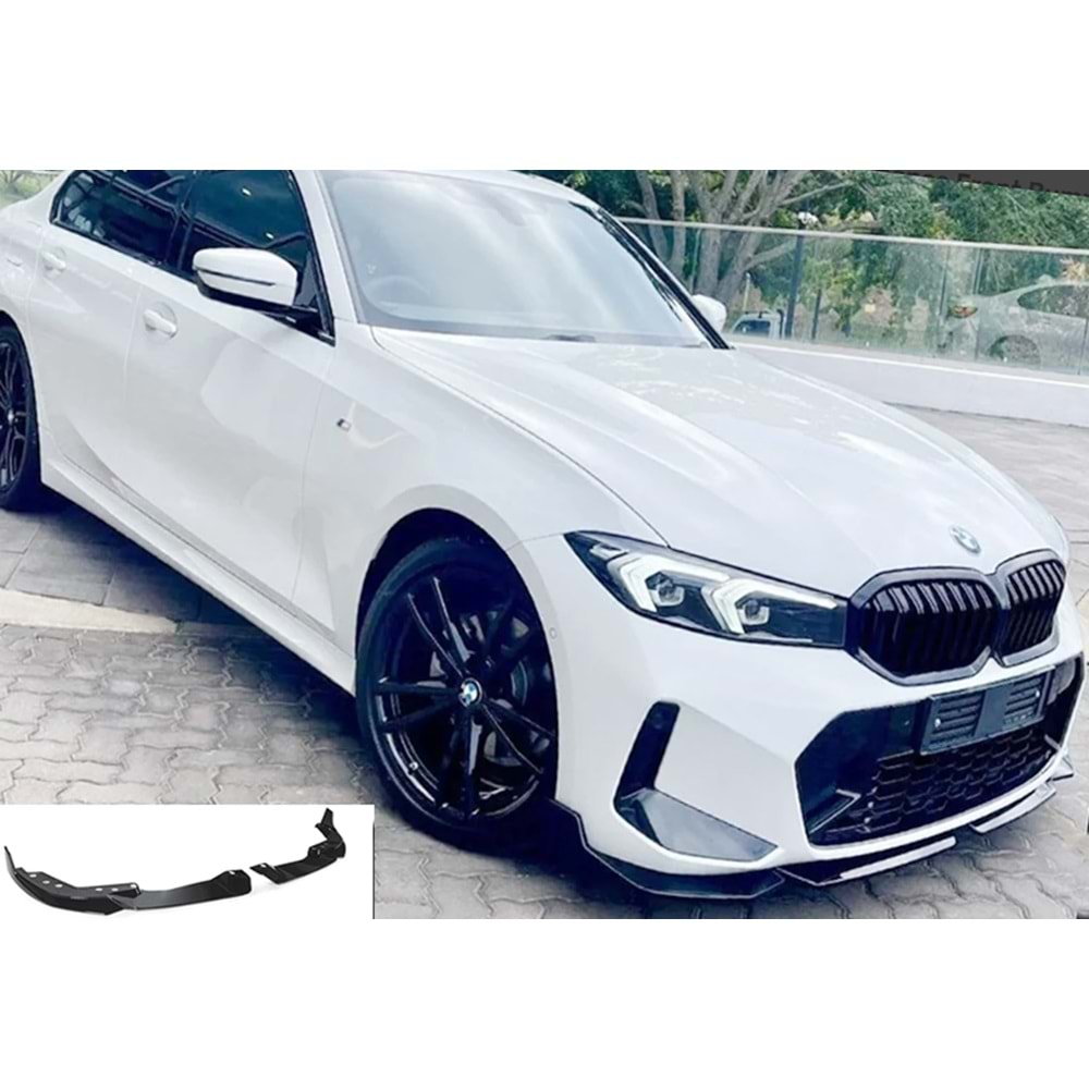 BMW G20 LCI 2022+ - Tampon Lipi/Ön, M Sport V2 Stil ,2 Parça, Piano Black Boyalı Ürün Yüzey, ABS, Set