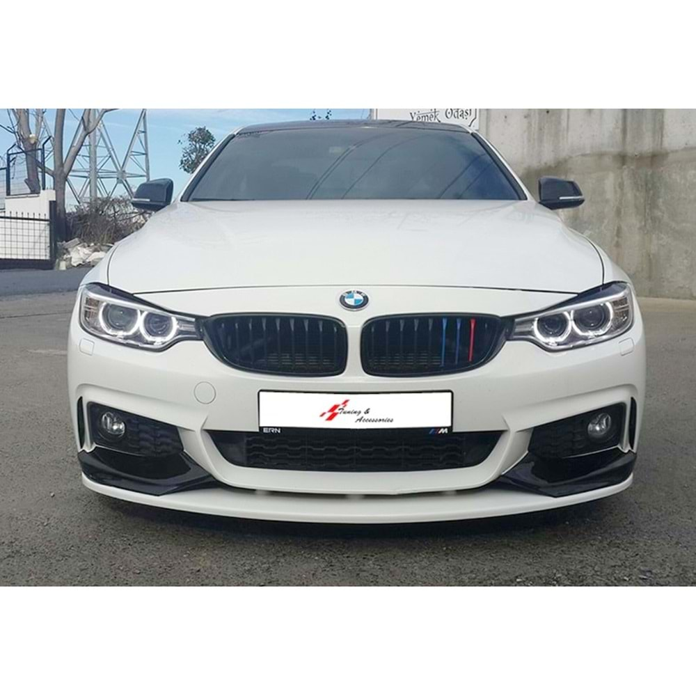 BMW F36 2014+ - Ön Ek M Performance Stil Flaplı, Piano Black Vakum Set