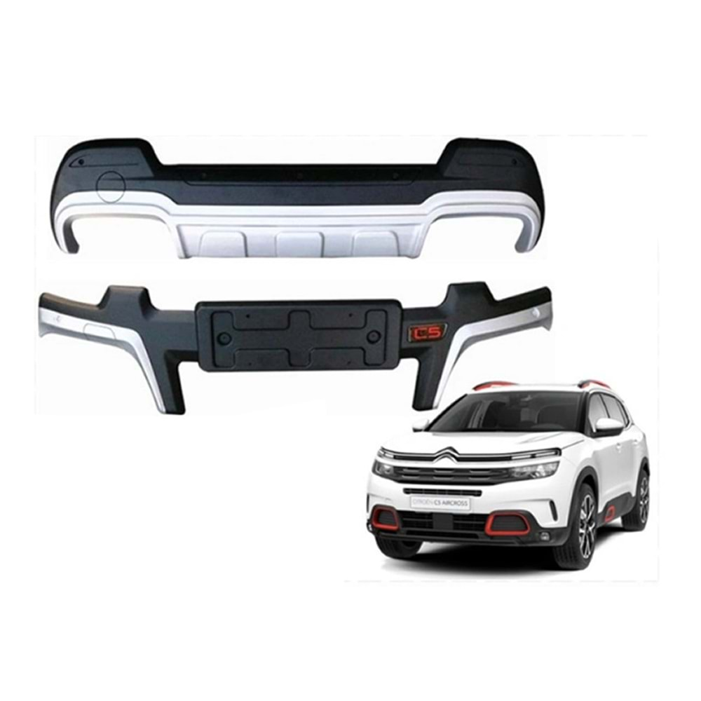 Citroen C5 Aircross 2018+ - Koruma Barı Elit Ön ve Arka, Gri Siyah ABS Set