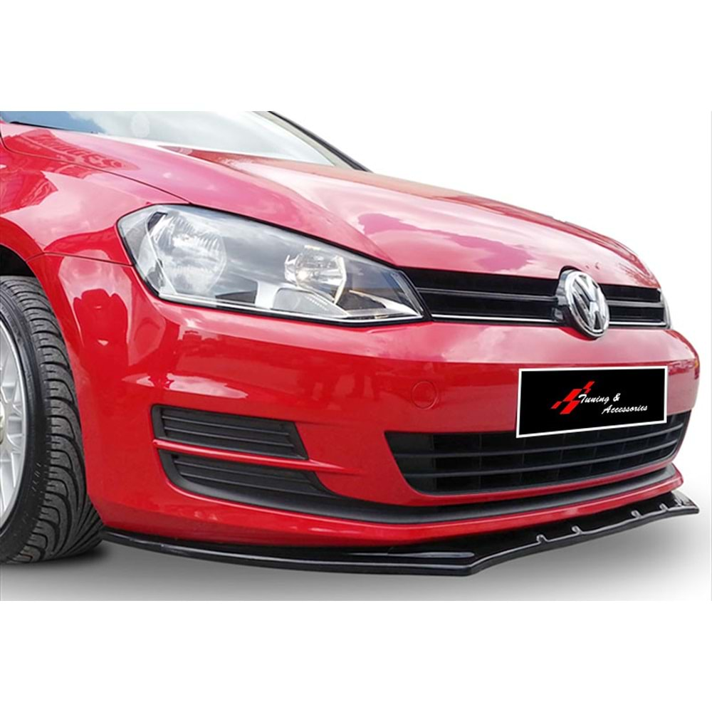 VW Golf Mk7 2012+ - Tampon Lip/Ön Basic V1 Stil 3 mm, Piano Black Ürün Yüzeyi, Vakum