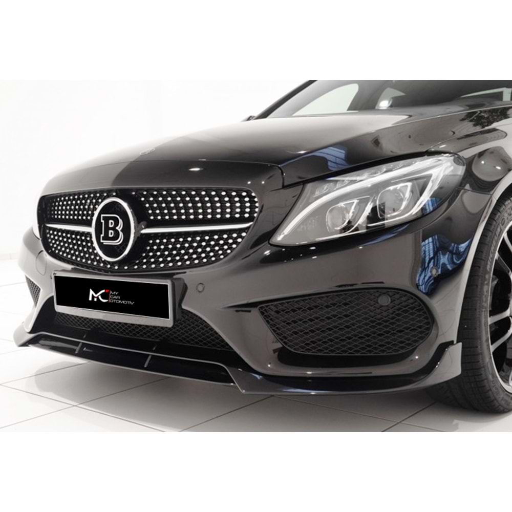 M. Benz W205 2015+ - Ön Lip Flaplı Brabus Stil 3 Parça, Piano Black ABS