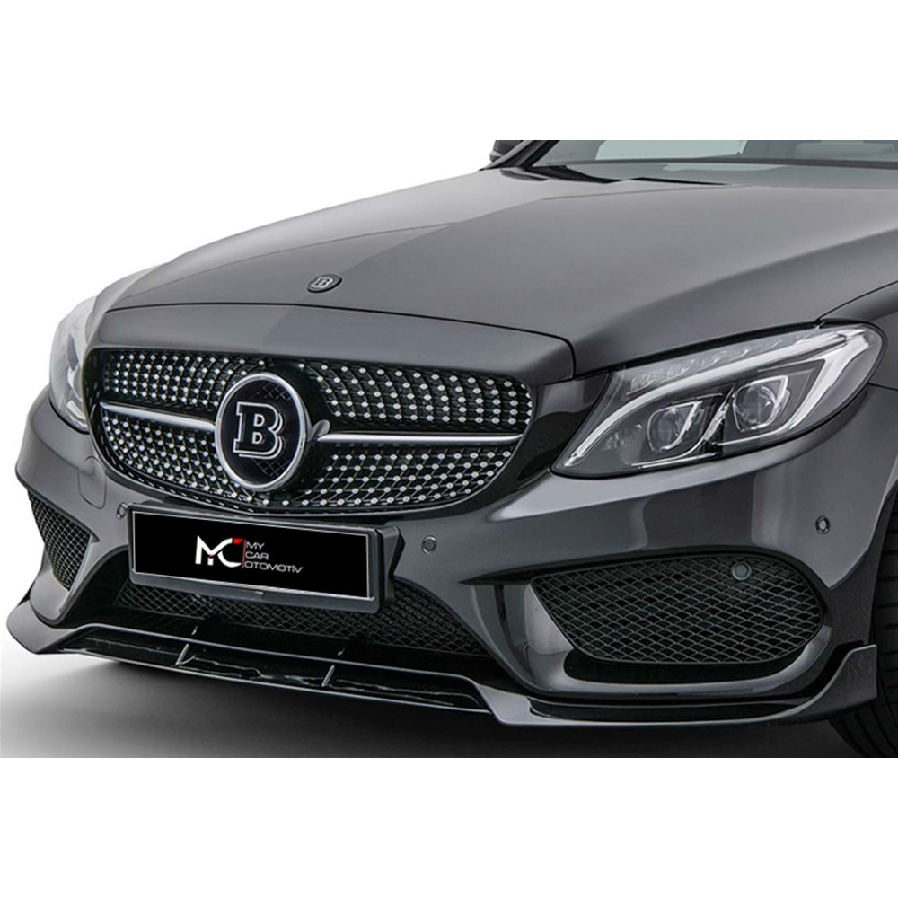 M. Benz W205 2015+ - Ön Lip Flaplı Brabus Stil 3 Parça, Piano Black ABS