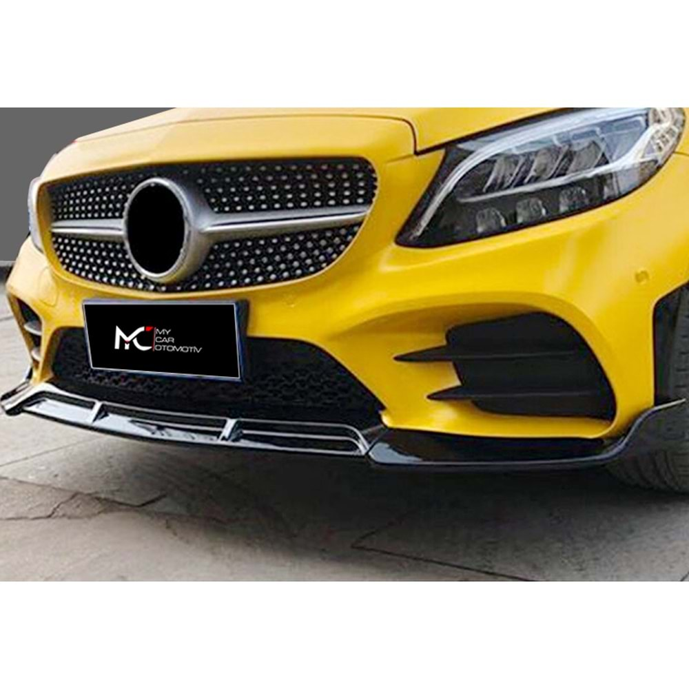 M. Benz W205 2019+ - Tampon Lipi/Ön Brabus Stil, Flaplı 3 Parça, Piano Black Boyalı Ürün Yüzeyi, ABS