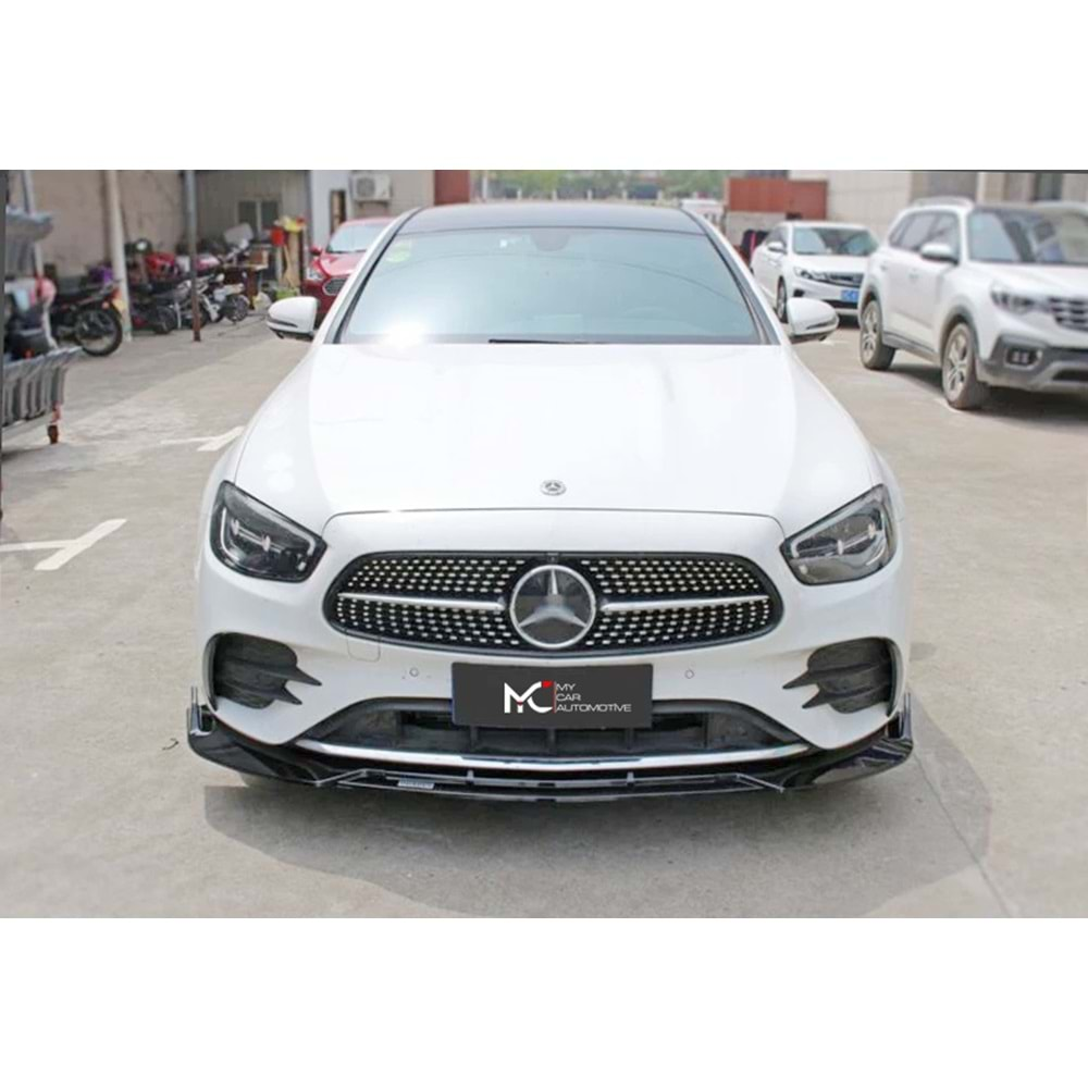 M. Benz W213 FL 2020+ - Ön Lip Flaplı Brabus Stil 3 Parça, Piano Black ABS