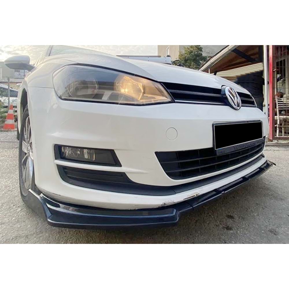 VW Golf Mk7 2012+ - Tampon Lipi/Ön Flaplı, Evo V1 Stil, 3 Parça, Piano Black Ürün Yüzeyi, ABS
