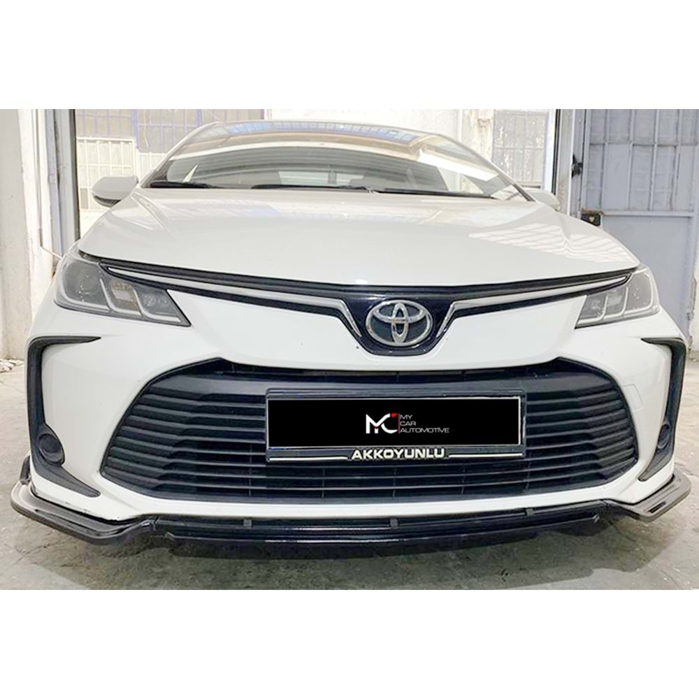 Toyota Corolla 12 FL 2021+ - Ön Lip Flaplı Evo V1 3 Parça, Piano Black ABS