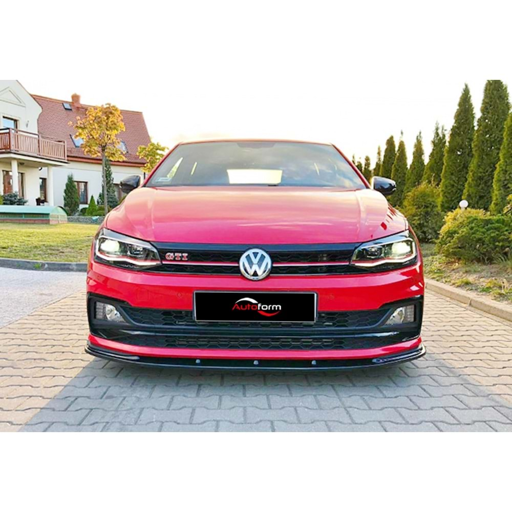 VW Polo Mk6 2018+ - Ön Lip Basic 2 mm, Piano Black Vakum