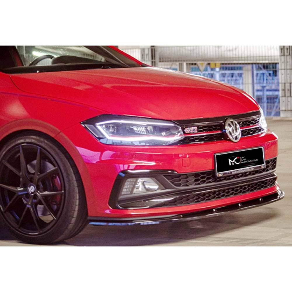 VW Polo Mk6 2018+ - Ön Lip Basic 2 mm, Piano Black Vakum