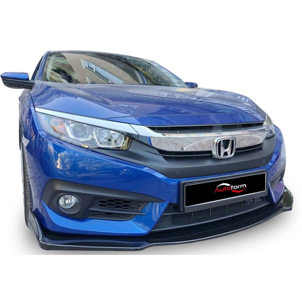 Honda Civic FC5 2016+ - Ön Lip Plus V1 1 Parça, Piano Black Vakum