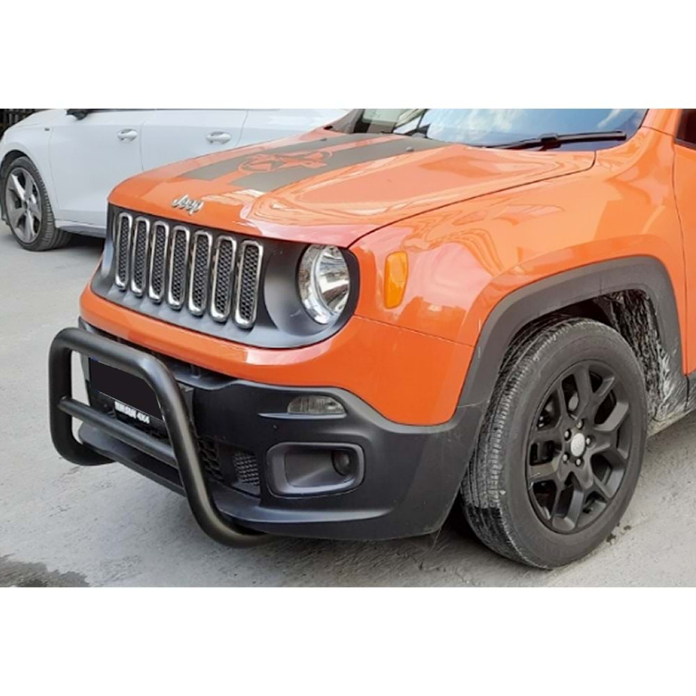 Jeep Renegade 2014+ - Koruma Barı/Ön U Stil, Mat Siyah Boyalı Ürün Yüzeyi, 70 mm, DKP Çelik