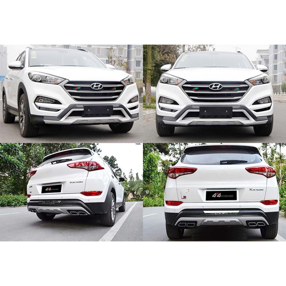 Hyundai Tucson 3 2015+ - Koruma Barı Elit Ön ve Arka, Krm. Gri Siyah ABS Set