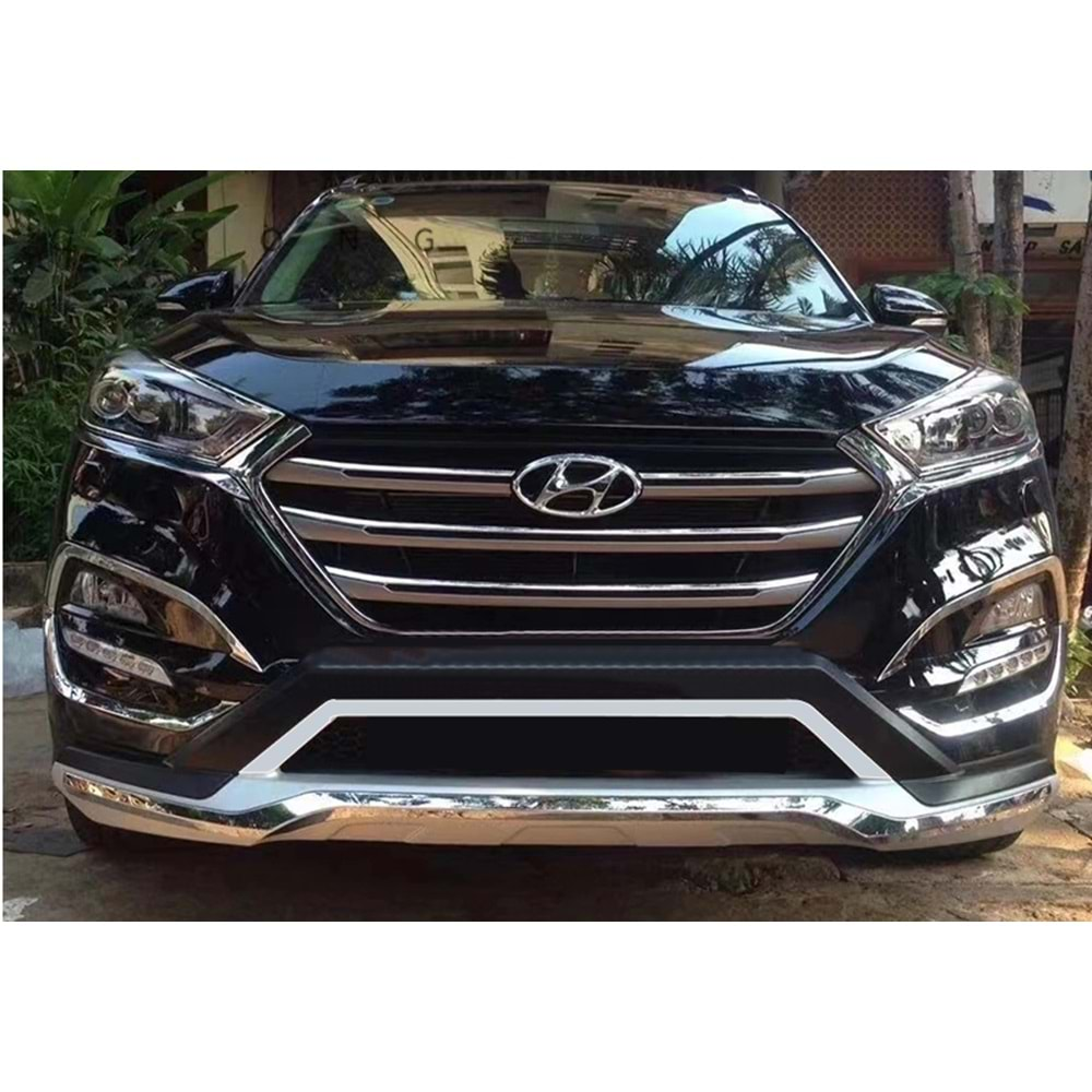 Hyundai Tucson 3 2015+ - Koruma Barı Luxury V1 Stil Ön ve Arka, Krm. Mat Gri Siyah Boyalı Ürün Yüzeyi ABS Set