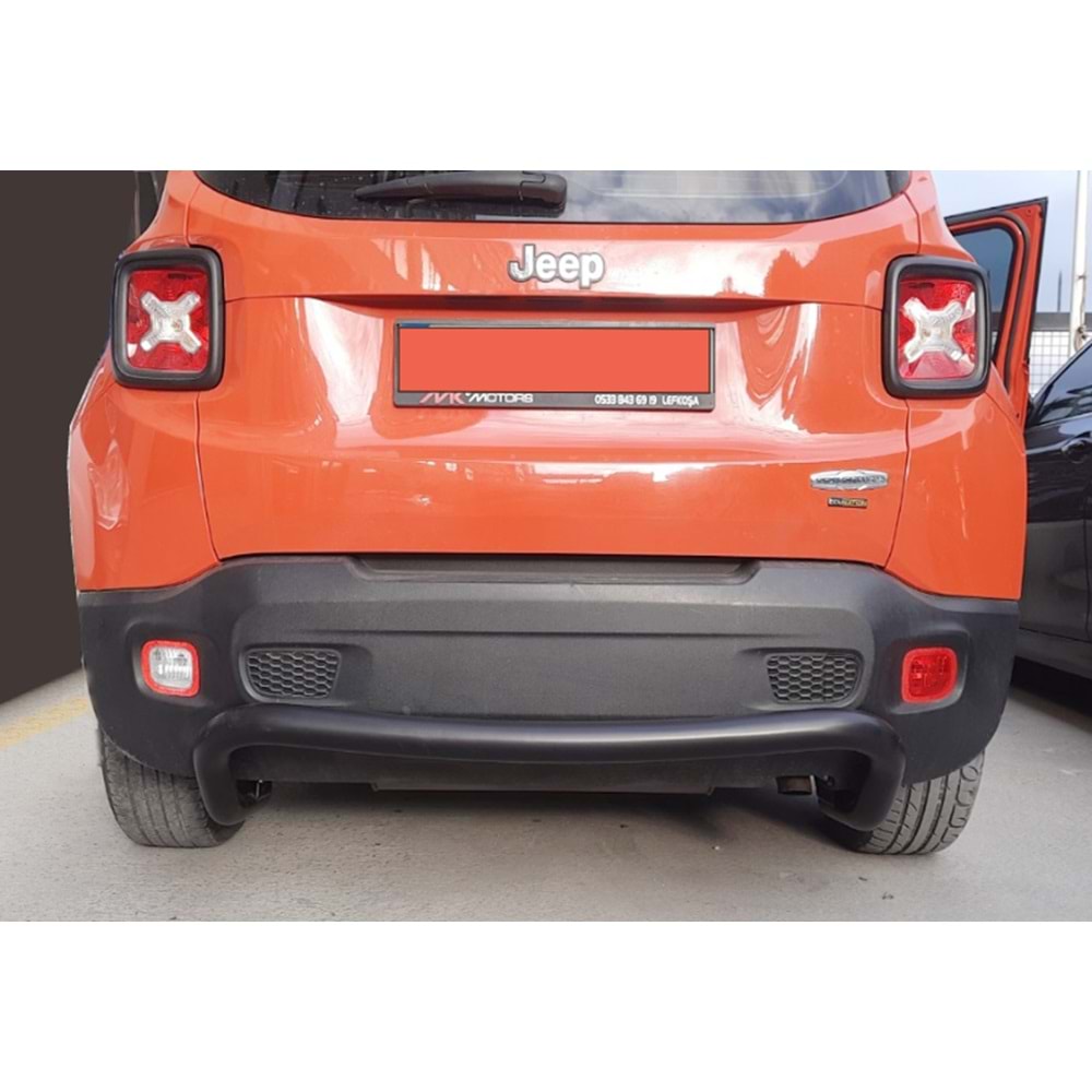 Jeep Renegade 2014+ - Koruma Barı/Arka, U Stil, Mat Siyah Boyalı Ürün Yüzeyi, 70 mm, DKP Çelik
