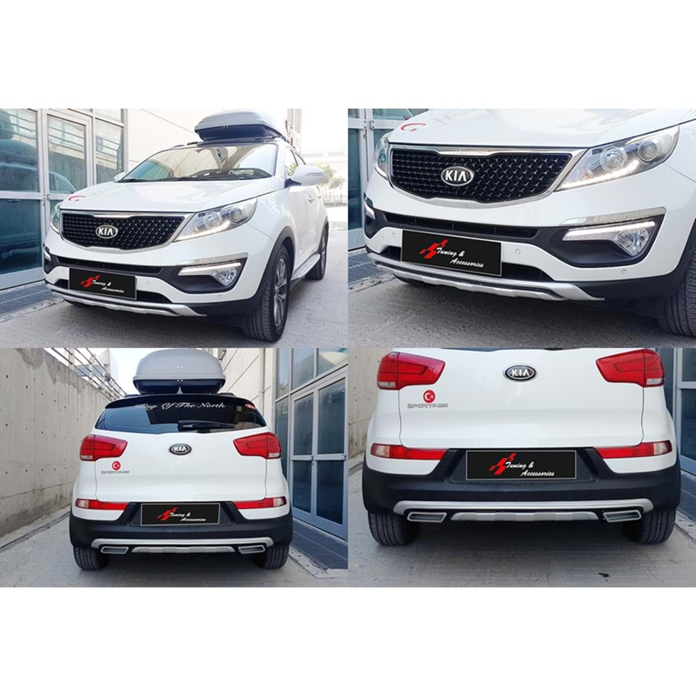 Kia Sportage R 2010+ - Plate Oem Style Ön ve Arka, Mat Gri+Siyah Ürün Yüzeyi, ABS, Set