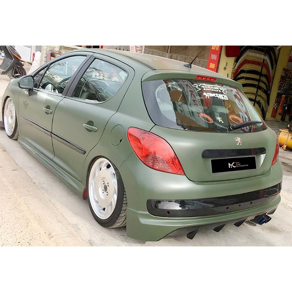 Peugeot 207 2006+ - Arka Ek Custom Stil, Mat Siyah Ürün Yüzeyi Vakum