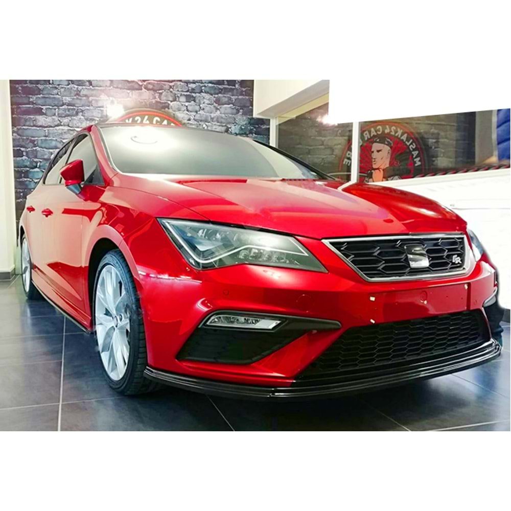 Seat Leon Mk3 FL 2017+ - Ön Lip Race V2 3 Parça, Piano Black ABS