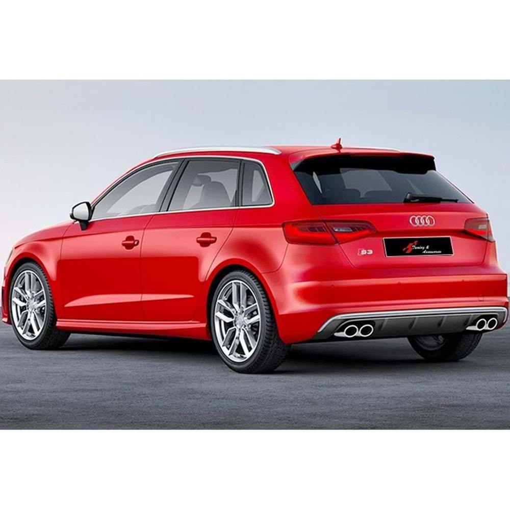 Audi A3 8V 2012+ - Difüzör S3 Std. Sağ Sol Çiftli Çıkış, Mat Gri ABS