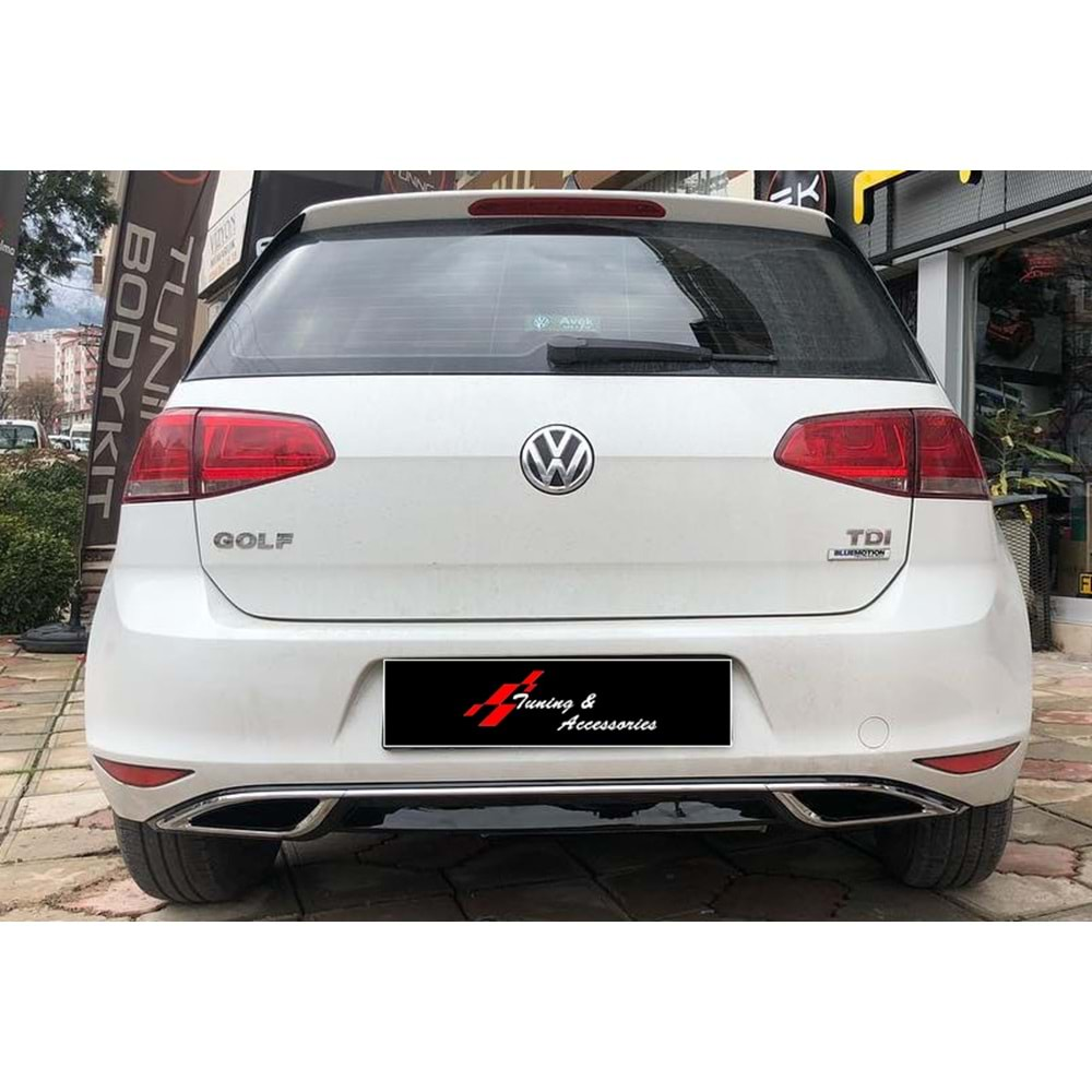 VW Golf Mk7 2012+ - Difüzör 7.5 R Line Stil Kromlu, Piano Black Parlak Ürün Yüzeyi ABS Set