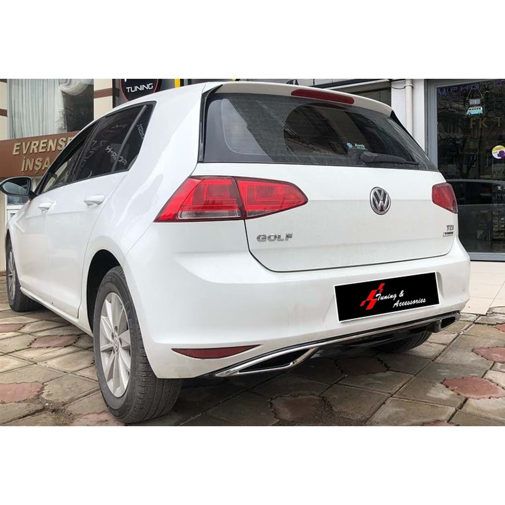 VW Golf Mk7 2012+ - Difüzör 7.5 R Line Stil Kromlu, Piano Black Parlak Ürün Yüzeyi ABS Set