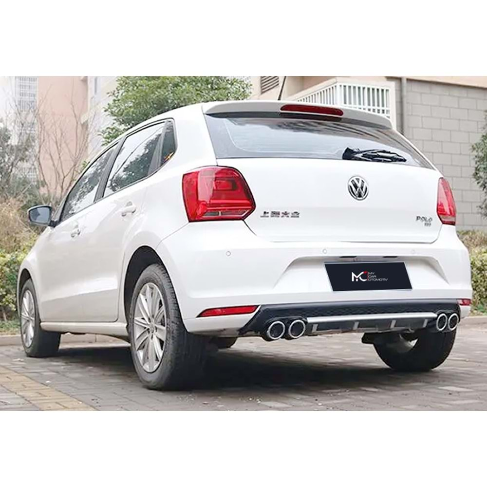 VW Polo Mk6 2018+ - Difüzör FR V2 Stil Egzos Uçlu, Mat Gri Siyah Boyalı Ürün Yüzeyi ABS Set