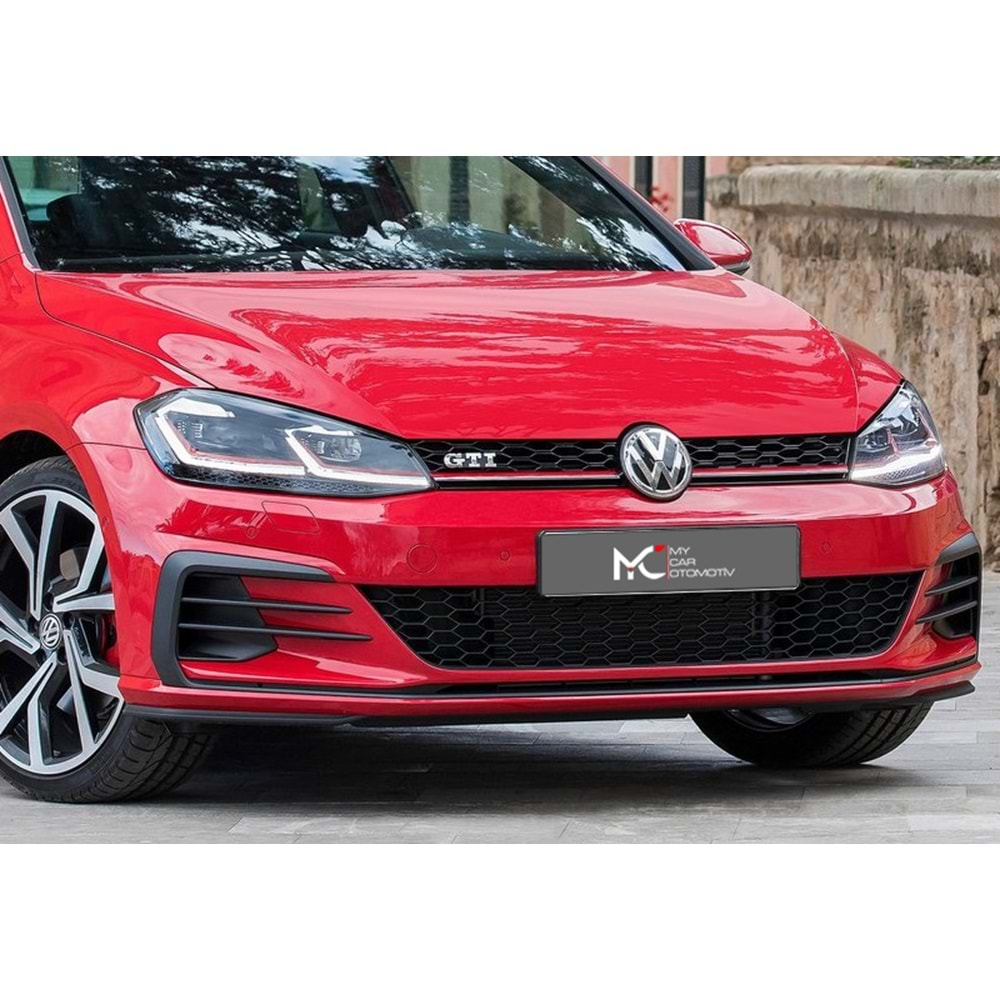 VW Golf Mk7 FL 2017+ - Panjur GTI Stil, Kırmızı Şerit Piano Black Izgara ABS