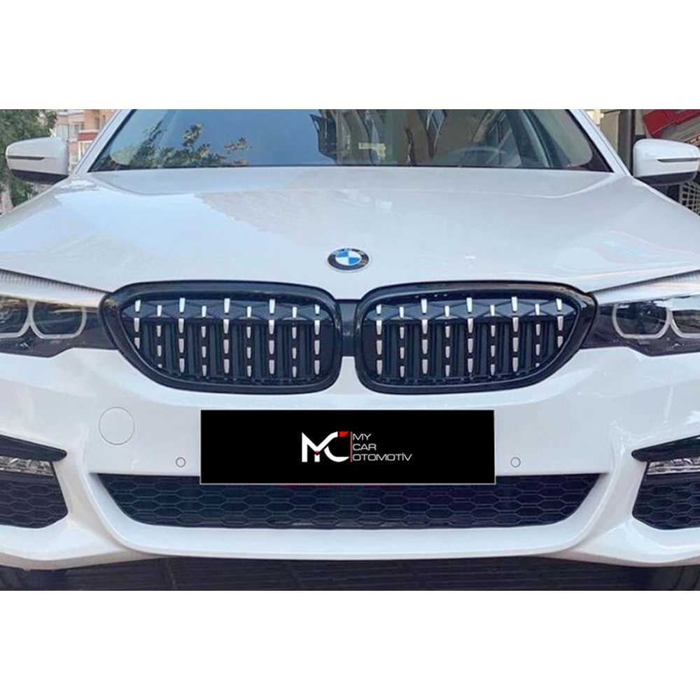 BMW F10 2010+ - Panjur Diamond Stil, Piano Black Çerçeve Krom İç ABS Set