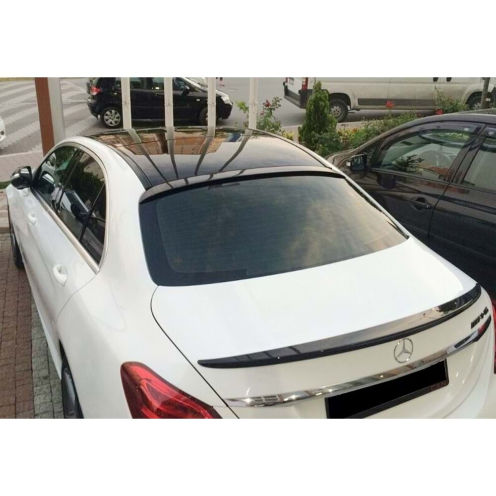 M. Benz W205 2015+ - Spoiler Oem V1B Stil Cam Üzeri , Piano Black ABS