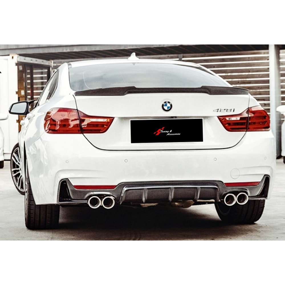 BMW F36 2014+ - Spoiler M4 V2B Stil Bagaj Üzeri, Piano Black ABS