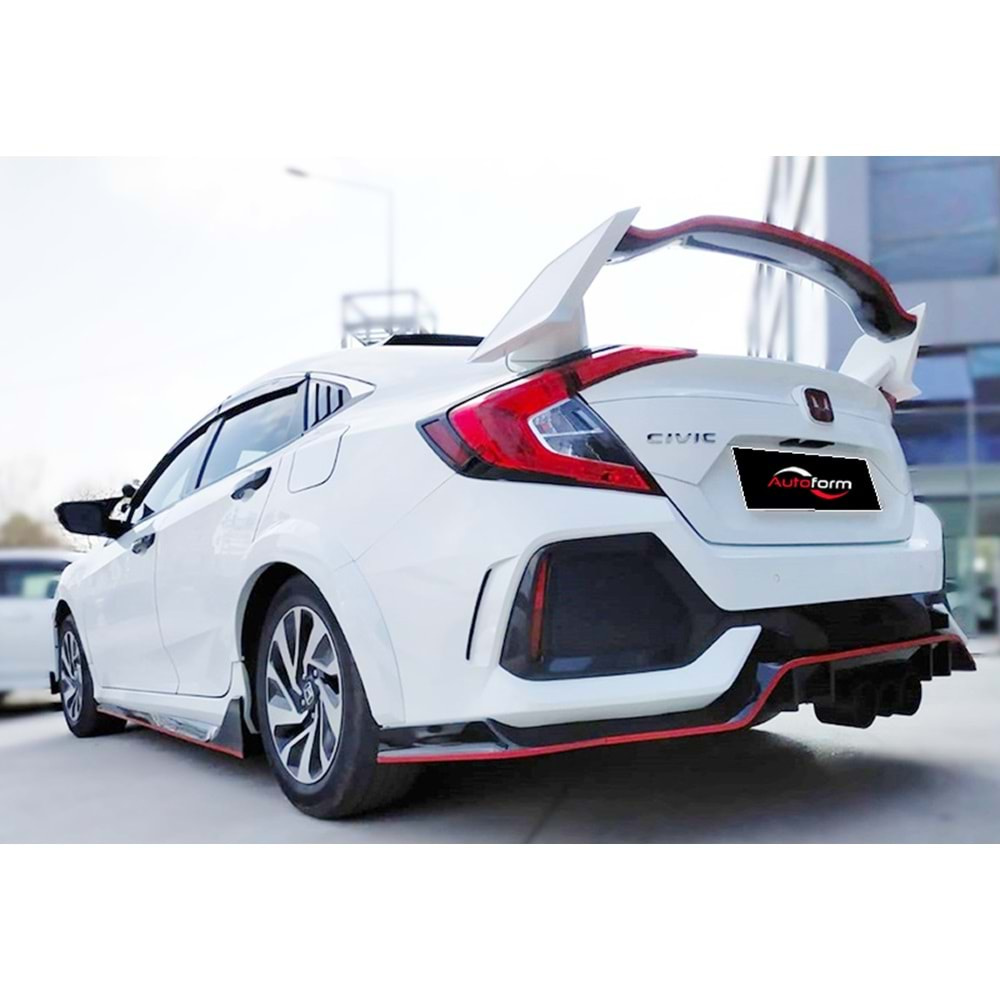 Honda Civic FC5 2016+ - Spoiler Type R Stil Bagaj Üzeri , İşlemsiz Ham Yüzey ABS 3 Parça